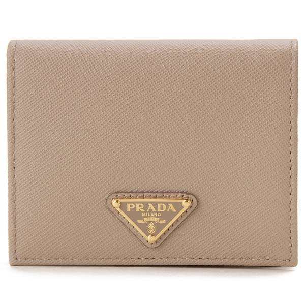 PRADA プラダ 折財布 二つ折り財布 ピンクベージュ 1MV204 QHH F0236 サフィアーノ コンパクト 財布