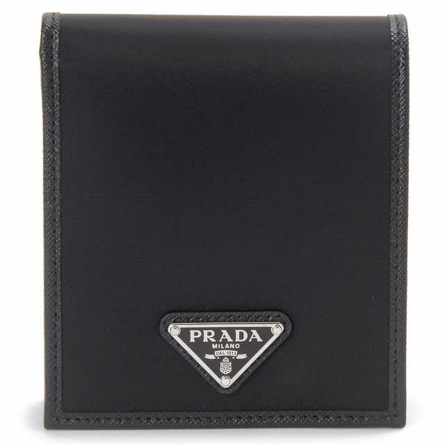 PRADA プラダ 二つ折り財布 メンズ ブラック 2MO738 2DMH F0002 BI FOLD WALLET