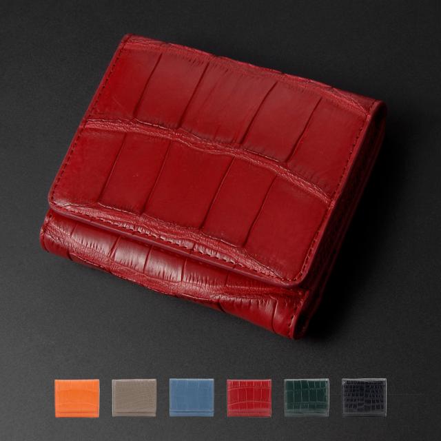 マット クロコダイル ワニ革 二つ折り財布 コンパクト財布 ロダニア RODANIA RDOC282