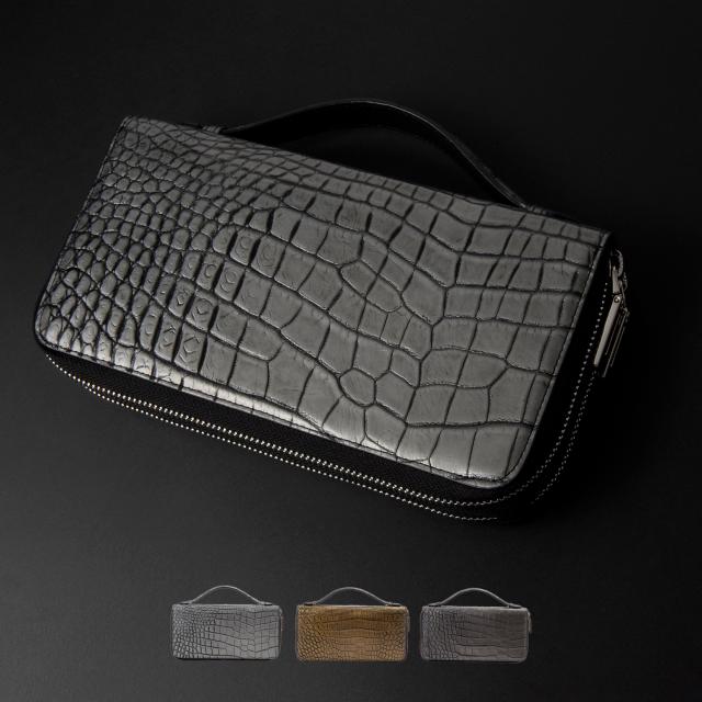 RODANIA ロダニア メタルカラー クロコダイル ワニ革 長財布 オーガナイザー クラッチバッグ 高級皮革 高級素材メンズ特選