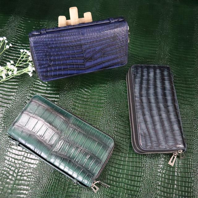 オーガナイザークロコダイル 長財布 グラデーション ラウンド レッド 