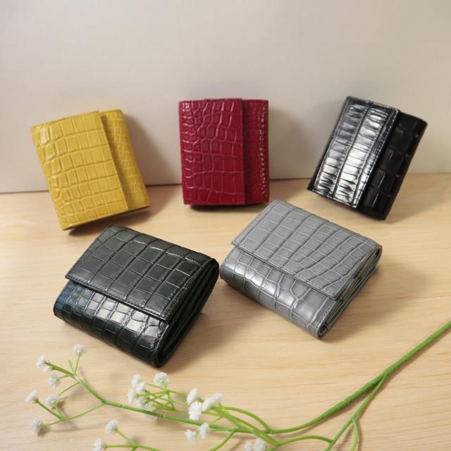 マットクロコダイル 三つ折り財布 ワニ革 本革 RODANIA ロダニア 開運
