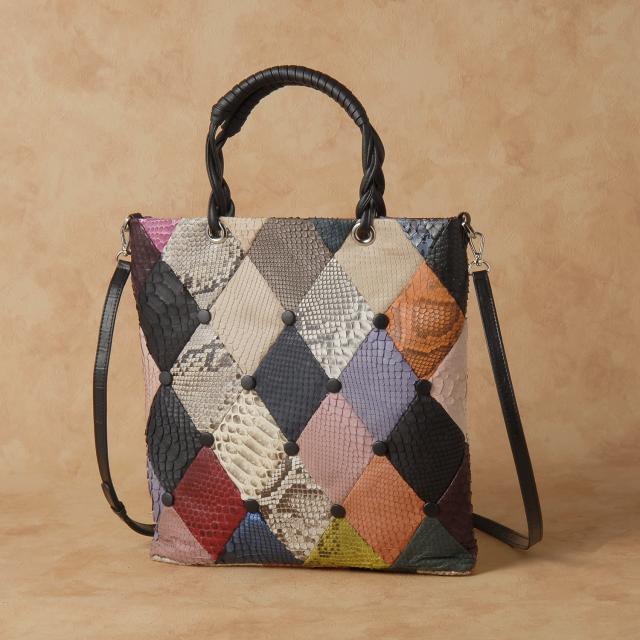 パイソンパッチワ−ク2WAYトート ヘビ革 本革 公式 RODANIA ロダニア