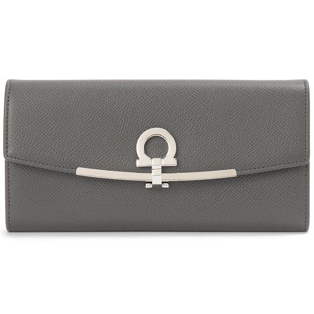 Ferragamo フェラガモ 長財布 レディース グレー 22 D150 762989 ガンチーニ