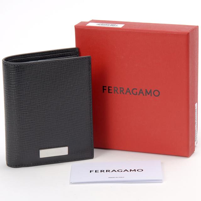 フェラガモ 二つ折り財布 66 1223 763275 LINGOTTO NEW REVIVAL Ferragamo フェラガモ 二つ折り財布 メンズ ブラック 66 1223