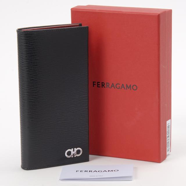 Ferragamo フェラガモ 長財布 メンズ ブラック 66 A069 686018 REVIVAL GANCIO BICOLOR_4