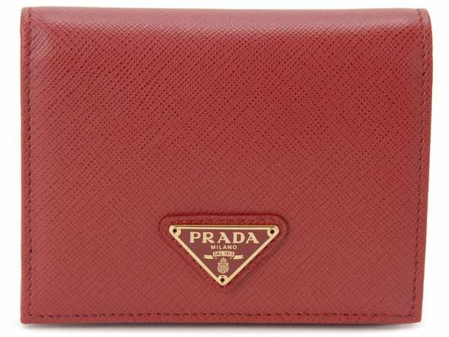 プラダ PRADA 二つ折り財布 レッド - 財布