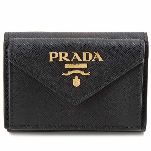 PRADA 三つ折り財布 1MH021 QWA F0002 コンパクト財布 ブラック