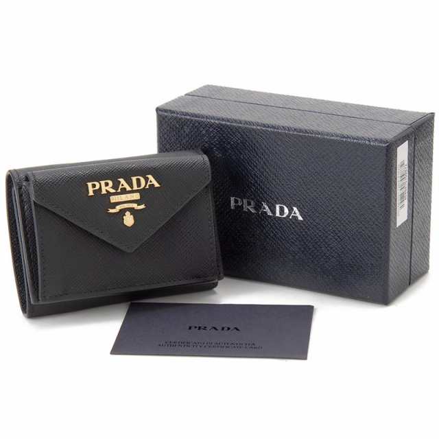 PRADA 三つ折り財布 1MH021 QWA F0002 コンパクト財布 ブラック