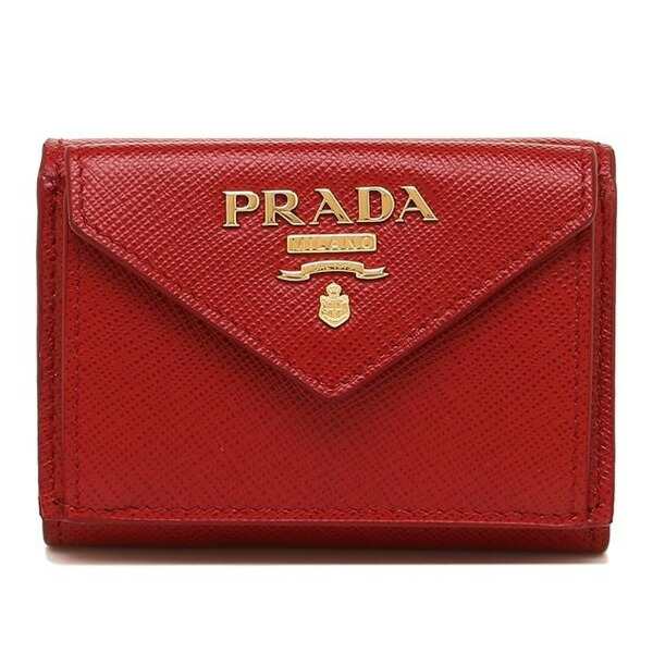 プラダ PRADA 三つ折り財布 レディース レッド 1MH021 QWA F068Z