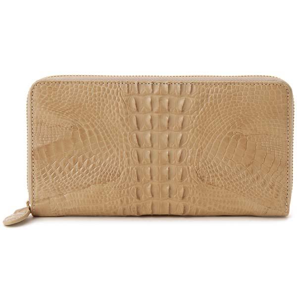 【新品未使用】クロコダイル　ダブルファスナー 長財布 ラウンドファスナー クロコダイル 長財布 ラウンドファスナー ワニ 鰐 背革 茶 ダブル