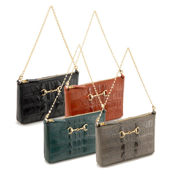 クロコダイル Crocodile ショルダーバッグ レディース OKU3002L ホーンクロコ ワニ革 ポシェット ポーチ