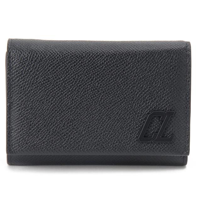 訳あり 品番カードなし Christian Louboutin クリスチャンルブタン 三つ折り財布 メンズ ブラック 3245110 CM53