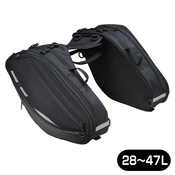 【ラフ＆ロード／RR9116】バリアブルテールフィンサイドバッグ《容量可変：28L→最大47L /ブラック》縦型積載にして低重心化、収納力と取付け汎用性を両立!! Rough＆Road 16,973円
