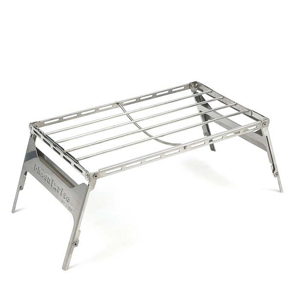 【Phoenixrise／PHR-TBG01】フェニックスグリル2枚火床《シルバーカラー》1台3役、高さ調整や機能拡張性に優れたソロキャンプ焚火台の決定版!!