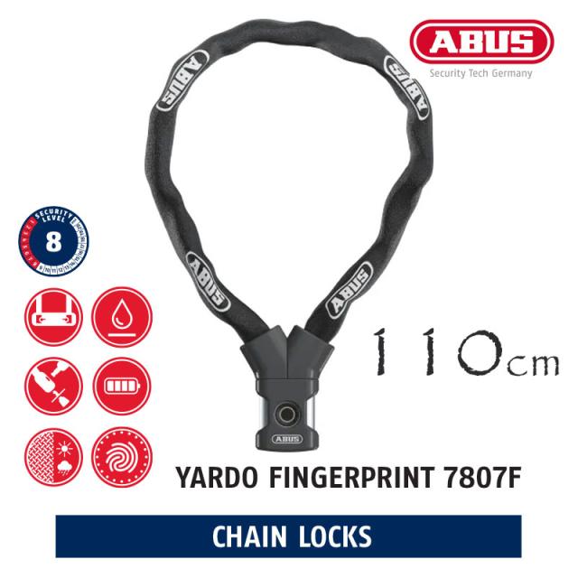 ABUS(アブス) YARDO FINGERPRINT 7807F/110 BK 110cm 革新的な指紋認証チェーンロック！【ブラック】