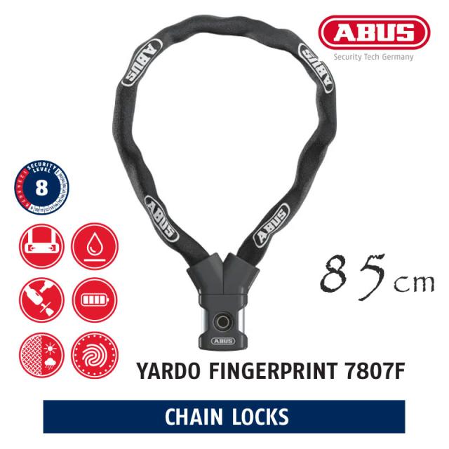 ABUS(アブス) YARDO FINGERPRINT 7807F/85 BK 85cm 革新的な指紋認証チェーンロック！【ブラック】