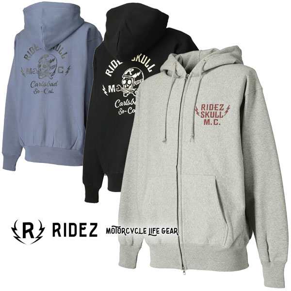 ★送料無料★RIDEZ SKULL MC ZIP PARKA 12oz スカル ジップパーカー RHD04《新しくデザインしたスカルシリーズです》/ライズ