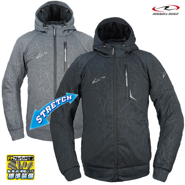 【ラフ＆ロード／RR7243】エアスルーライディングフーディFP《エンボスカラー》高品質でソフトな素材を使用した軽い着心地のカジュアルライディングパーカー バイク/オートバイ用ライディングウェア Rough＆Road 22,350円