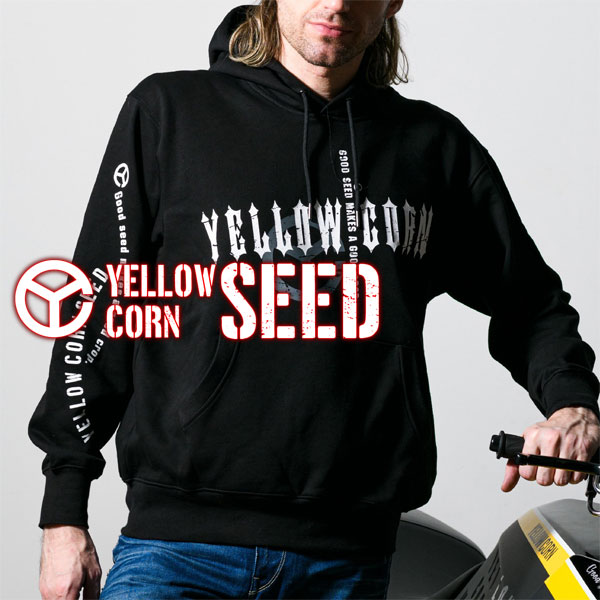 YELLOW CORN SEED SH-003 フーディー【 BLACK 】バイク/オートバイ用ライディングパーカー /イエローコーン
