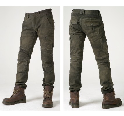 ★送料無料★【uglyBROS：UB0004】MOTOPANTS MOTORPOOL【Mens・Khaki】スタイリッシュなライディングカーゴデニム アグリブロス/Rough＆Road