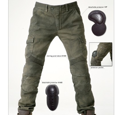 ★送料無料★【uglyBROS：UB0004】MOTOPANTS MOTORPOOL【Mens・Khaki】スタイリッシュなライディングカーゴデニム アグリブロス/Rough＆Road
