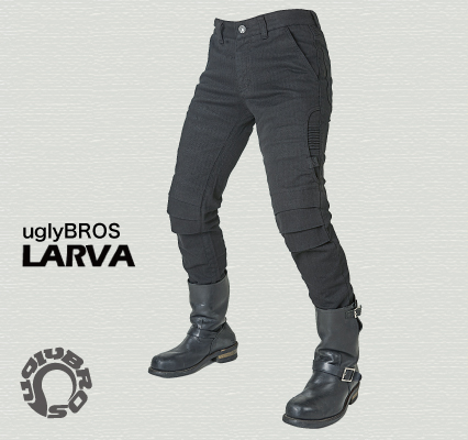 ★送料無料★【uglyBROS：UB0016】MOTOPANTS LARVA【Mens・ブラック】膝にスリットを採用し動きやすさを追求 アグリブロス/Rough＆Road