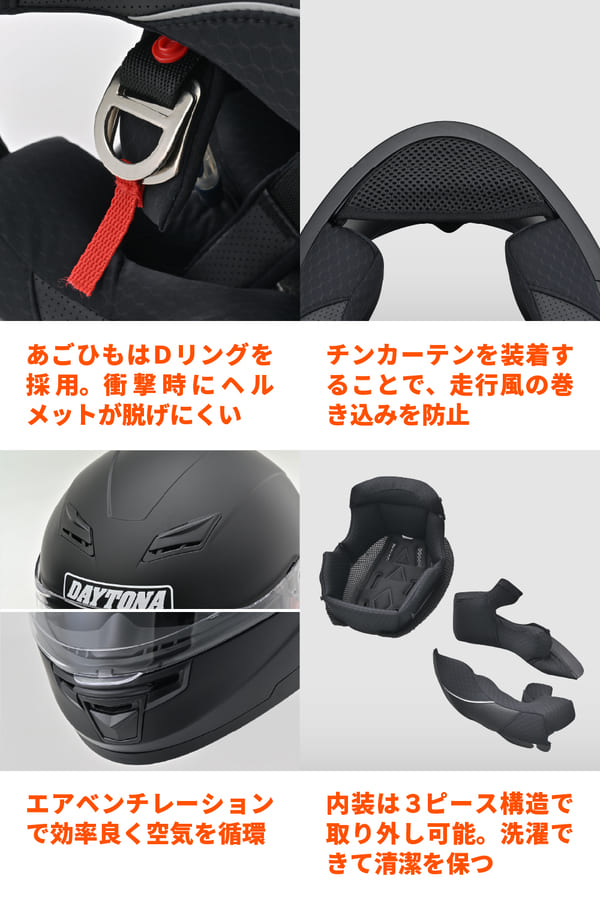 ★送料無料★デイトナ(Daytona) バイク用 ヘルメット フルフェイス SG規格 ABS+PC ピンロックシート付属 インナーバイザー / スピーカーホール 装備 DN-001RS_8
