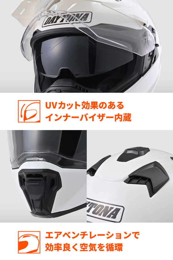 デイトナ(Daytona) バイク用 ヘルメット オフロード SG規格 ABS+PC ピンロックシート付属 インナーバイザー装備 DN-005WX_7