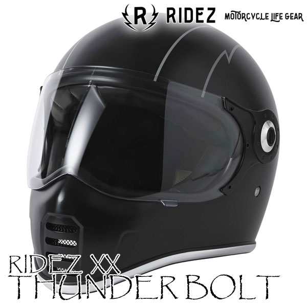 ★送料無料★RIDEZ XX HELMET【数量限定モデル THUNDER BOLT】NEW＆OLDな雰囲気を持つ現代のネオクラシックフルフェイスヘルメット /ライ