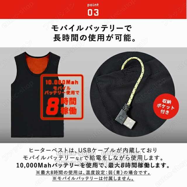 電熱ベスト 日本製ヒーター ベスト 加熱ベスト USB式給電 電熱