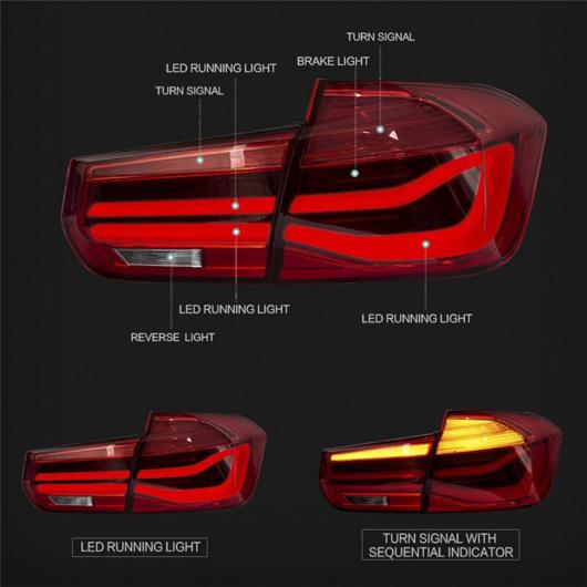 テール ライト アセンブリ 適用: 12-18 BMW 3シリーズ F30 F80 2013-2018 LED テール ランプ ウインカー リバース ライト タイプ B ブラック・タイプ B レッド AL-MM-8400 AL_7