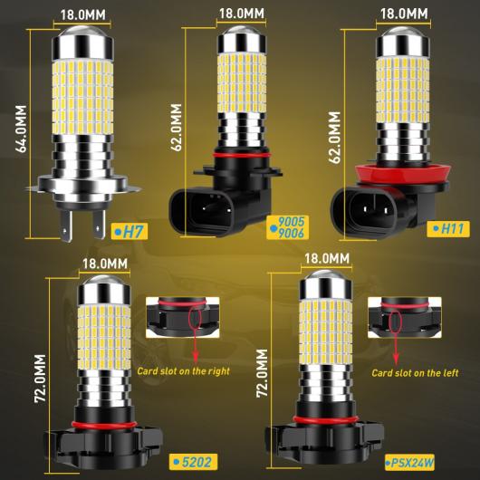 2ピース 5202 9006 HB4 HB3 H11 H8 H9 LED フォグライト 適用: BMW E46 E39 E60 E36 F30 F10 E30 E34 X5 E53 M F20 X3 E87 E70 E92 X1 M3 X6 E38 H8〜9006/HB4 AL-MM-8531 AL_5