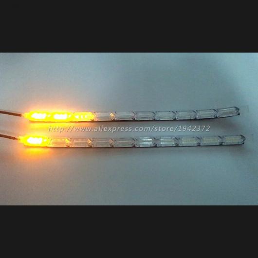 2ピース 防水 フレキシブル ユニバーサル LED DRL デイタイムランニングライト ホワイト ヘッドライト LED ストリップ レッド イエロー・ホワイト イエロー 43cm 14LED AL-MM-8566 AL_6