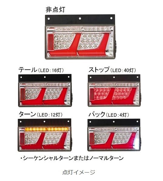 小糸製作所/KOITO トラック用オールLEDリアコンビネーションランプ レッドVer シーケンシャルターン 右側 2連タイプ LEDRCL-24R2S 入数：1個_1