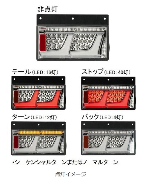 小糸製作所/KOITO トラック用オールLEDリアコンビネーションランプ クリアVer シーケンシャルターン 右側 2連タイプ LEDRCL-24R2SC 入数：1個