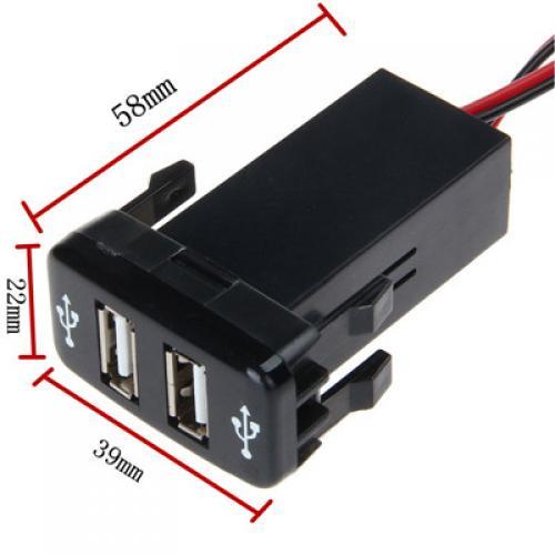 AL 車用ケーブル 5V 2.1Aデュアル USB インタフェースソケット充電器 オーディオ 入力ソケット トヨタ ハイラックス VIGO ブラック AL-AA-6896