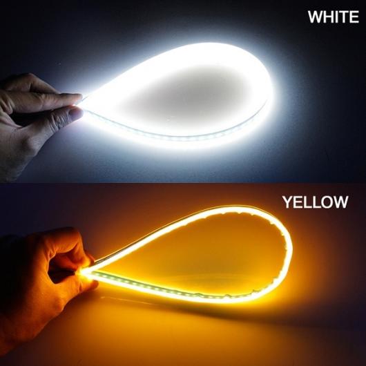 スリム フレキシブル DRL スイッチバック LED ナイトライダーストリップライト ヘッドライトシーケンシャル フロー アンバーターンシグナルライト White turn Yellow 60cm AL-BB-1168 AL