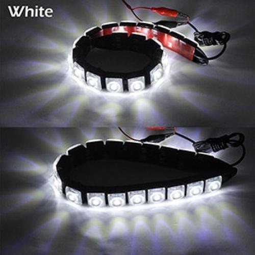 デイタイム ランニングライト DRL オートフレキシブル LED ストリップ ドライビング ライト デイライト フォグ ランプ 12V White 16LED Black Case AL-BB-1173 AL