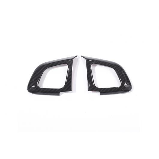 2個 カーボンファイバー ABS ステアリングホイールボタン 装飾 フレーム トリム レンジローバー イヴォーク 2012-2017 Carbon fiber AL-DD-4535 AL