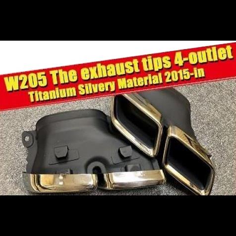 車用外装パーツ W205 2個 2 イントレット/4 アウトレット チタン シルバー マフラー エキゾースト チップ パイプ 適用: メルセデスベンツ スポーツ Cクラス C180 C200 C300 15 タイプ001 AL-EE-0153 AL