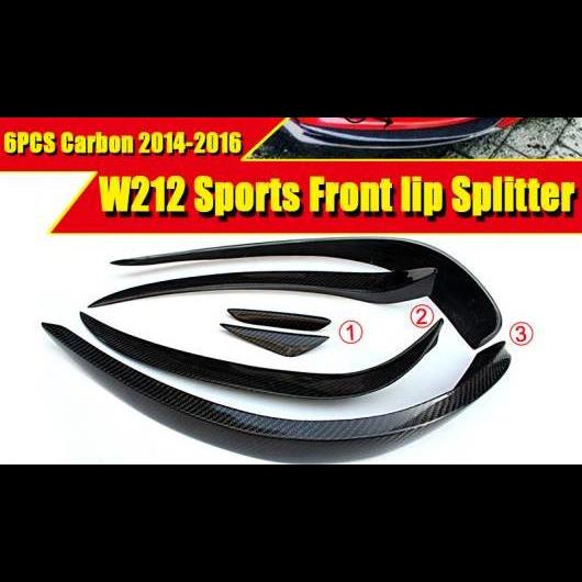 車用外装パーツ Eクラス W212 スポーツ フロント リップ スプリッター エア フロー 吹き出し口 6個 カーボン 適用: ベンツ E200 E250 E400 E350 E500 バンパー スプリッタ 14-16 タイプ001 AL-EE-0182 AL