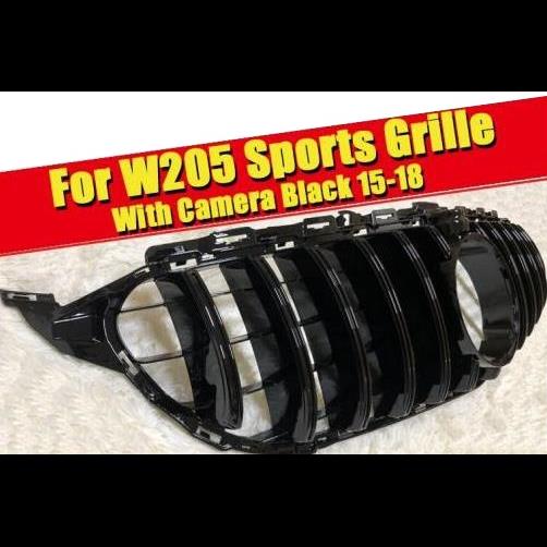 グリッド グリル W205 C205 Cクラス モデル 360 カメラホール ABS ブラック スポーティー フロント 2015-2018 タイプ001 AL-EE-0248 AL