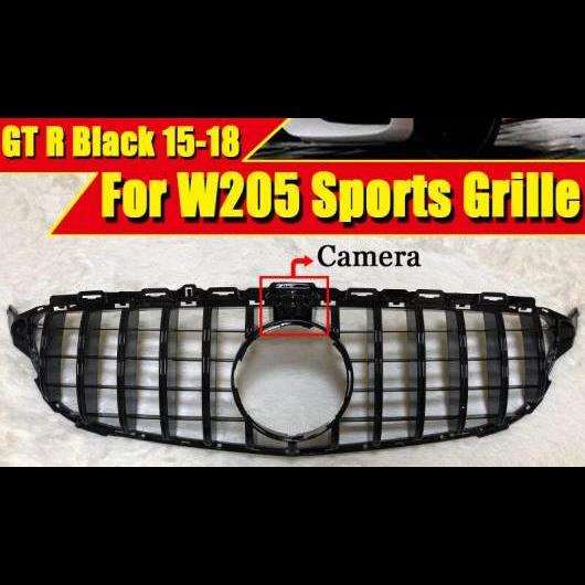 グリッド W205 C205 Cクラス C180 C200 C250 モデル 36 カメラホール ABS ブラック 適用: C63AMG フロント グリル 15-18 タイプ001 AL-EE-0249 AL
