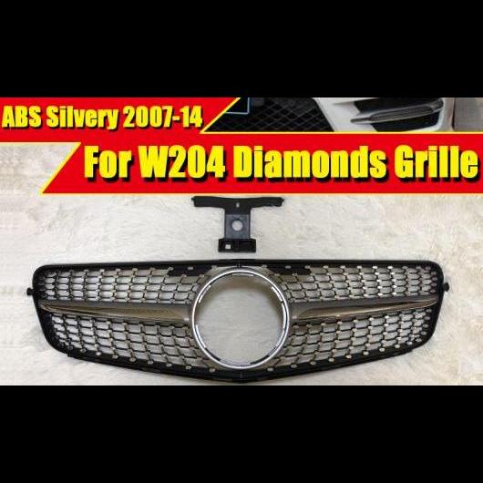車用外装パーツ W204 ダイヤモンド グリッド グリル スポーツ A45AMG ABS シルバー Cクラス C180 C200 C250 フロント バンパー グリル 2007-2014 タイプ001 AL-EE-0271 AL
