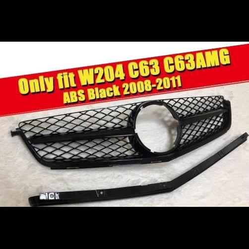車用外装パーツ Cクラス W204 C200 C250 C300 350 適用：W204 C63 C63AMG ABS ブラック スポーツ フロント グリル フロント グリル 08-11 タイプ001 AL-EE-0315 AL