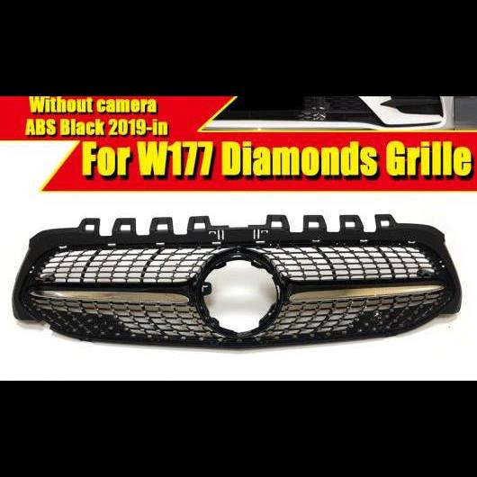 車用外装パーツ 適用: メルセデスベンツ Aクラス W177 ダイヤモンド スタイル グリル カメラホールなし A180 200 250 ABS ブラック フロント バンパー 19+ タイプ001 AL-EE-0322 AL