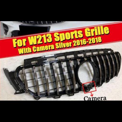適用: メルセデス W213 スポーツ グリッド ABS シルバー カメラホール E300 E350 E400 E450 E500 E53 グリル 2016-2018 タイプ001 AL-EE-0330 AL