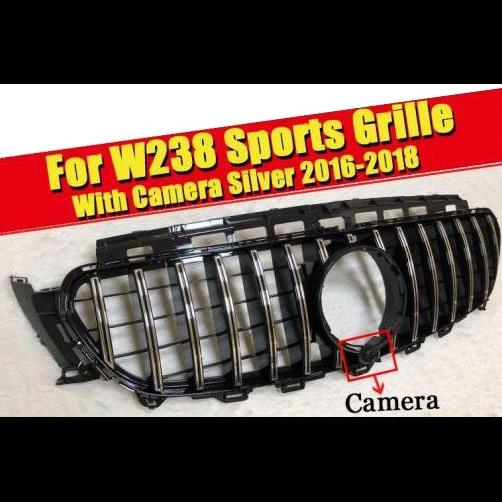 W238 GT フロント グリッド カメラホール Eクラス E200 E250 E300 E350 E400 E500 ABS シルバー バンパー 16-18 タイプ001 AL-EE-0339 AL