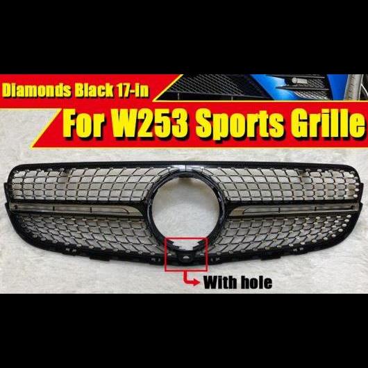 車用外装パーツ 適用: メルセデス W253 C253 GLCクラス フロント グリル ダイヤモンド ブラック ABS シルバー スポーツ バンパー カメラホールなし 17 タイプ001 AL-EE-0345 ALの通販は 21,434円
